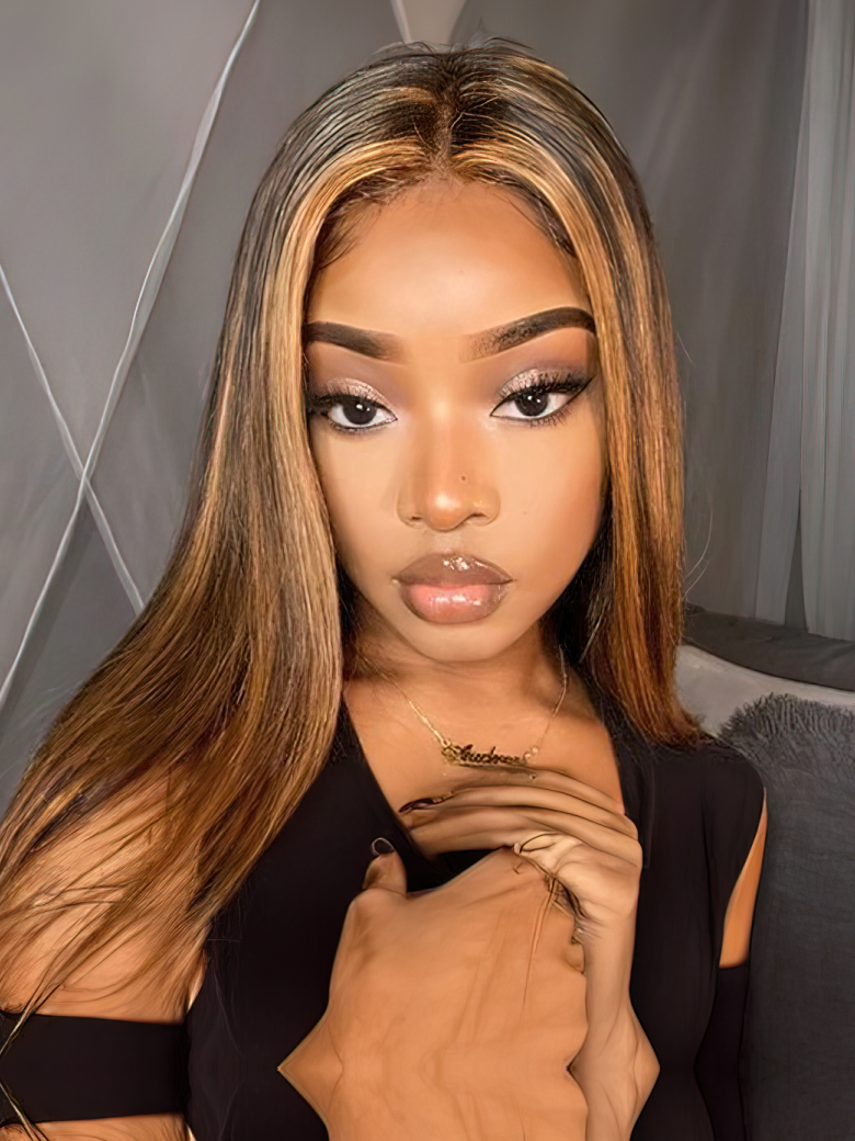 Glueless Straight V Part Wig Balayage Highlights Beginner Friendly Upgrade U Part Wig