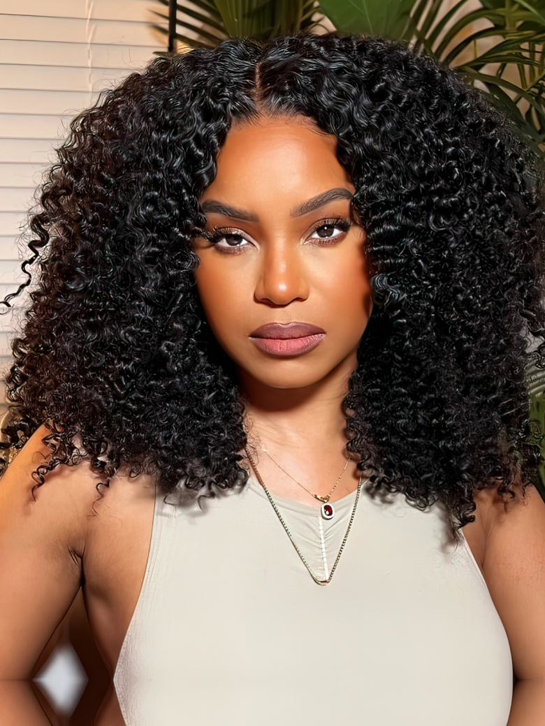 4C Curly Baby Hair 13x4 Transparent Lace Front Kinky Curly Wig Breathable & Durable