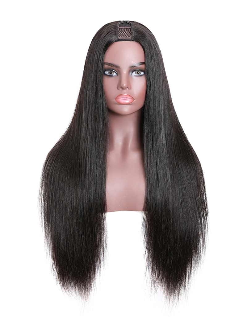 Hair U Part Human Hair Wigs Brazilian Virgin Straight 150 Density Glueless Middle Part Wig Pre Plucked For Women Natural Color