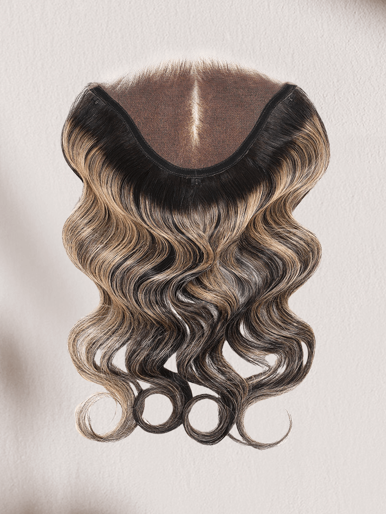Black With Blonde Highlights Body Wave Replaceable Lace Closure For Magic Lace Wig