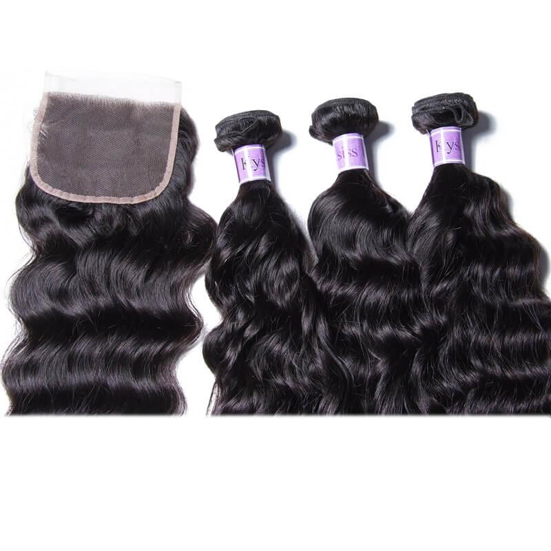 Good Quality 3pcs Peruvian Natural Wave Virgin Hair With Closure Kysiss Series
