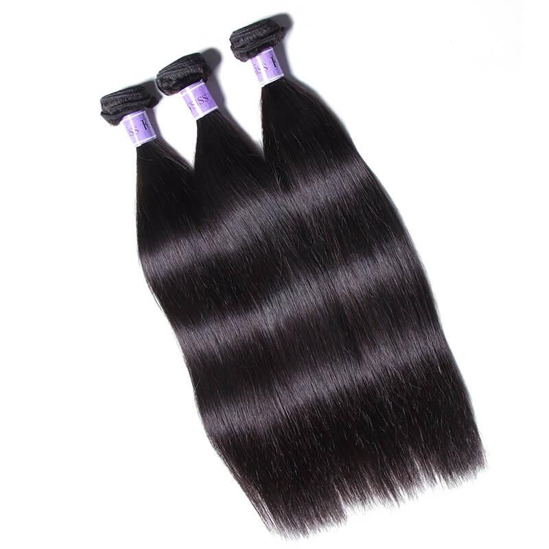 3pcs/pack Malaysian Straight Virgin Human Hair Weaves Kysiss Series