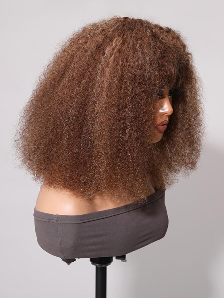 Beginner Friendly Glueless Wig Kinky Curly Afro Honey Blonde Wig