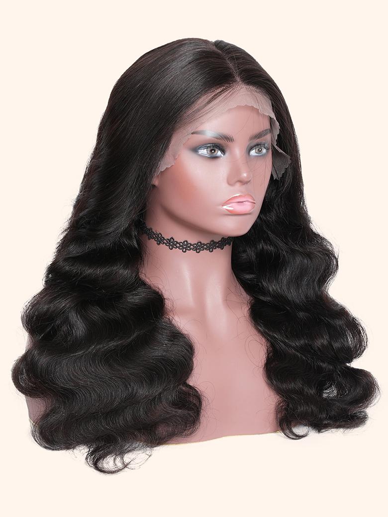Body Wave Real Black Hair Wigs 13x4 Lace Front Wig 180% Density Pre-plucked Human Hair Wigs with Baby Hair