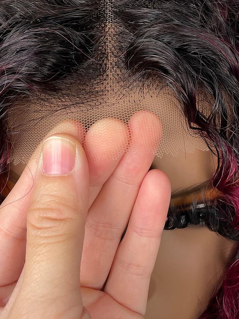 13x4 Lace Front Burgundy Highlighted Cute Curly Wig
