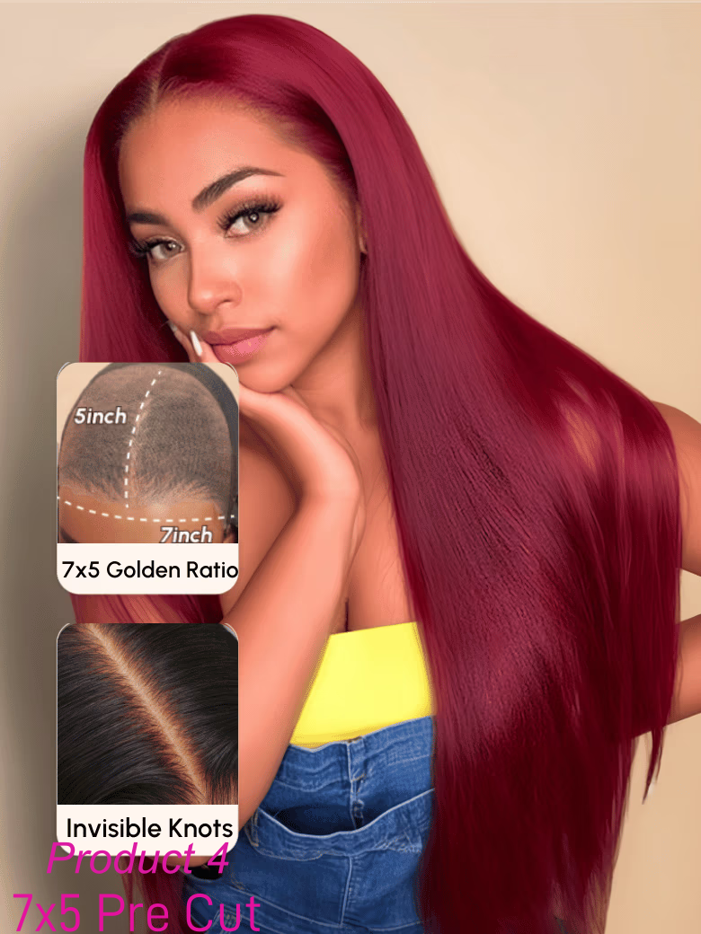 Reddish Brown/Blonde Hihglight/ 99j Pre Plucked Pre Cut Transparent Lace Put On And Go Wig Bleached Knots