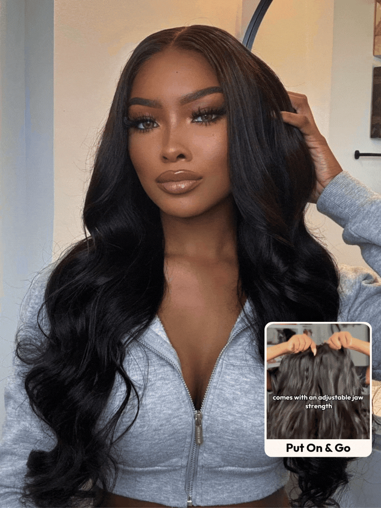 13x4 Pre-Everything? Wig With Loose Wave Face-Framing Layers And Side-Swept Bangs With Drawstring