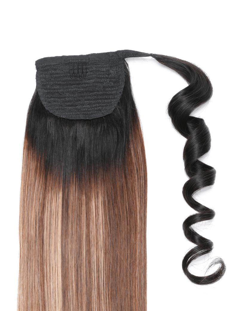 1B/412 Brown Ombre Clip In Straight Ponytail Extension