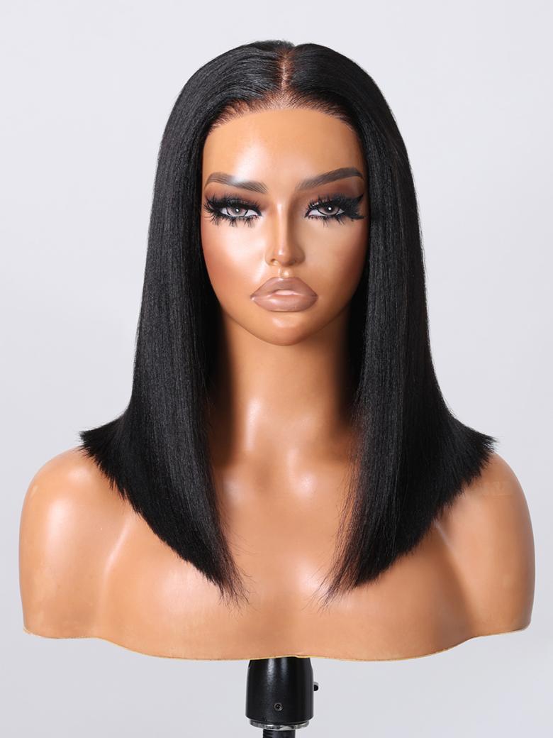 13x4 Lace Frontal Black Yaki Bob Pre-Everything Wig