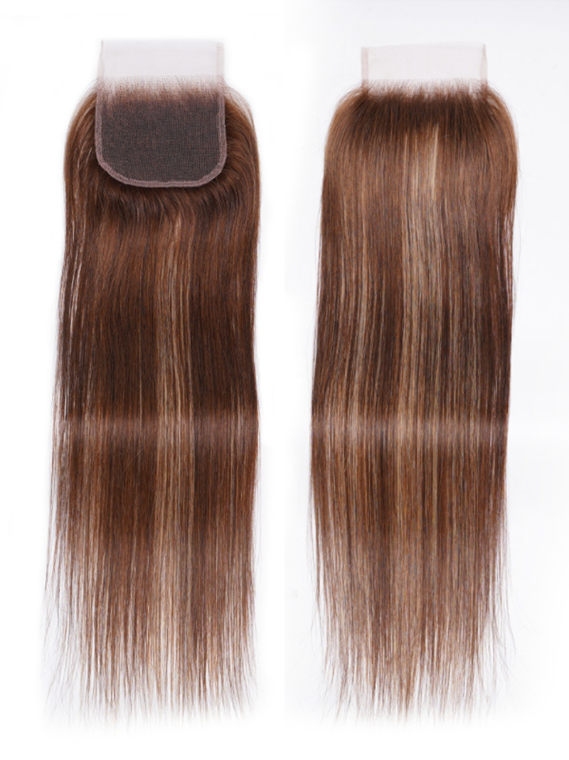 Honey Blonde Piano Highlighted Straight 4Pcs Bundles With Closure