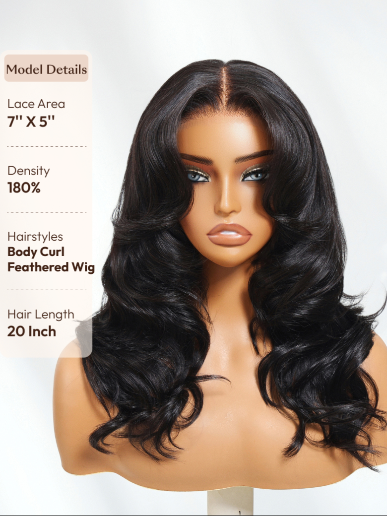 Bye-Bye Knots? 7x5 Lace Body Curls Wig with Feathered Layers & Invisi Drawstring 180% Density