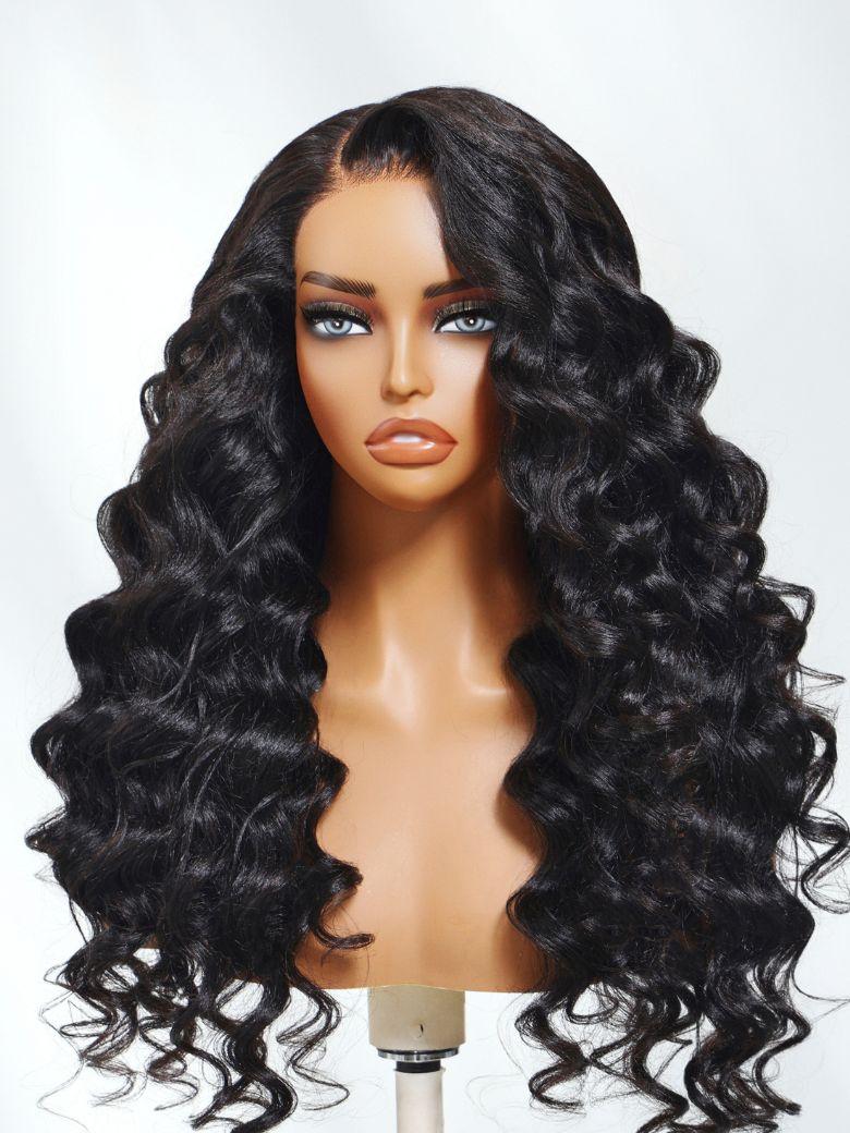 13x4 Pre-Everything? Lace Frontal Yaki Blowout Wave Wig with Invisi Drawstring