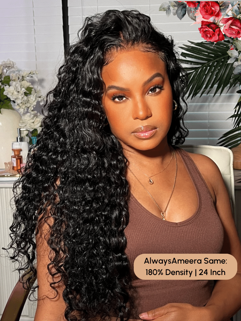 6x4.5 Pre Cut & Pre Bleached Lace Put On And Go Black Water Wave Air Wig