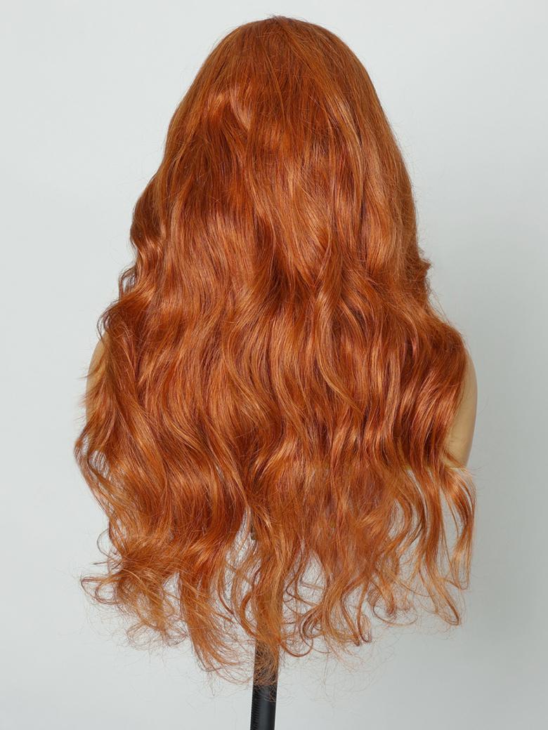 6x4.5 Pre-Cut Lace Body Wave Wig Copper Brown Put On And Go Lace Air Wig 150% Density
