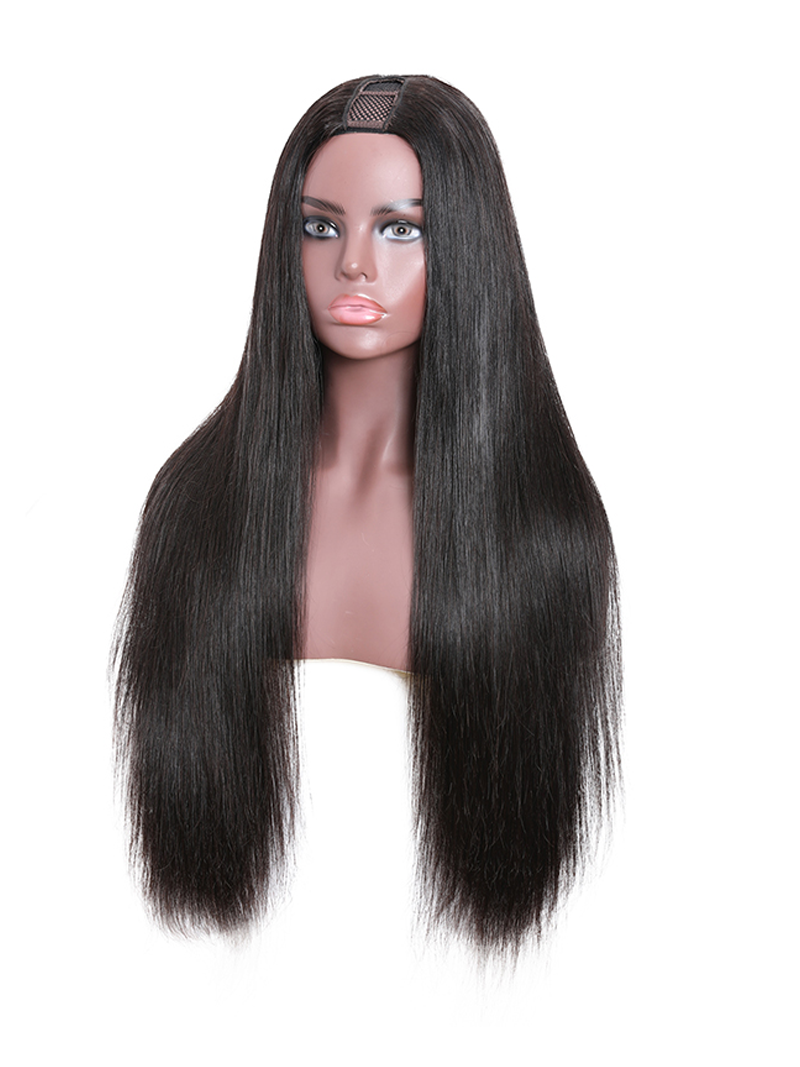 Hair U Part Human Hair Wigs Virgin Straight 150% Density Glueless Middle Part Wig Pre Plucked For Women Natural Color