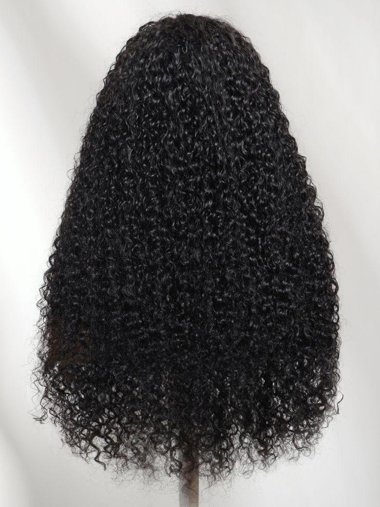 13x4 Pre-Everything? Lace Frontal Natural Black Burmese Curly Wig with Finger Coily Ends