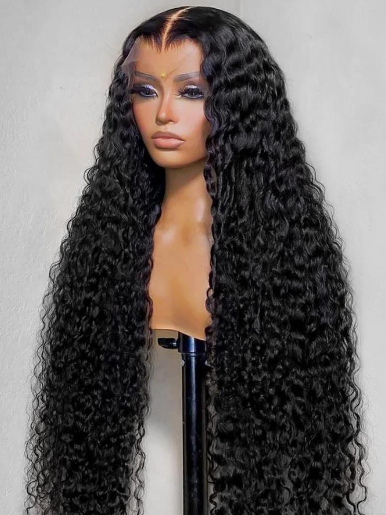180% Density 34 Inch 13x4 Invisible HD Lace Deep Wave Lace Front Wig with Natural Hairline