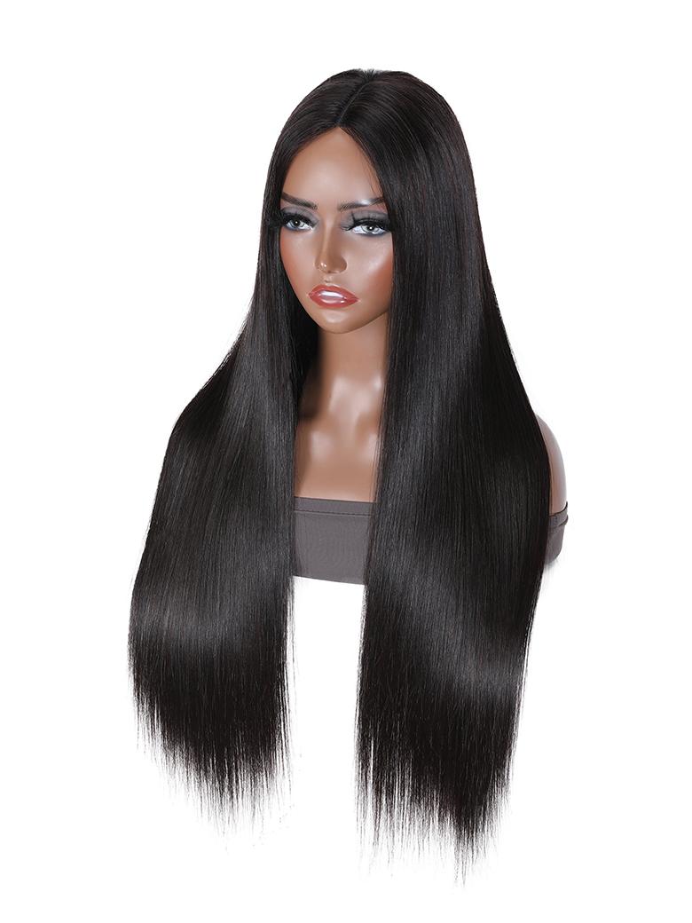 Super Natural V Part Straight Human Hair Glueless 0 Skill Needed Wig