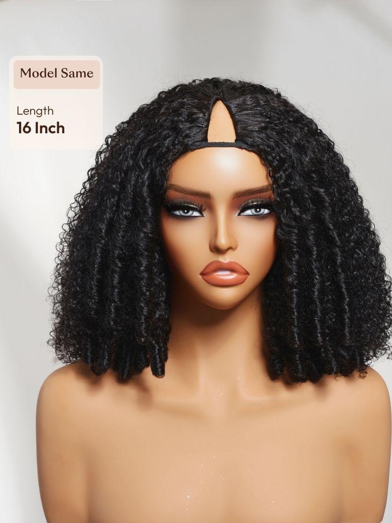 EasiContour? V Part Afro Kinky Curly with Finger Coil Ends Drawstring Wig