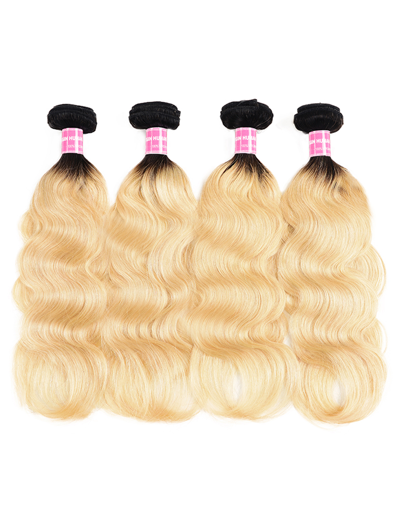 4 Bundles T1b/613 Ombre Blonde Hair 100% Virgin Human Hair Body Wave Hair Weave