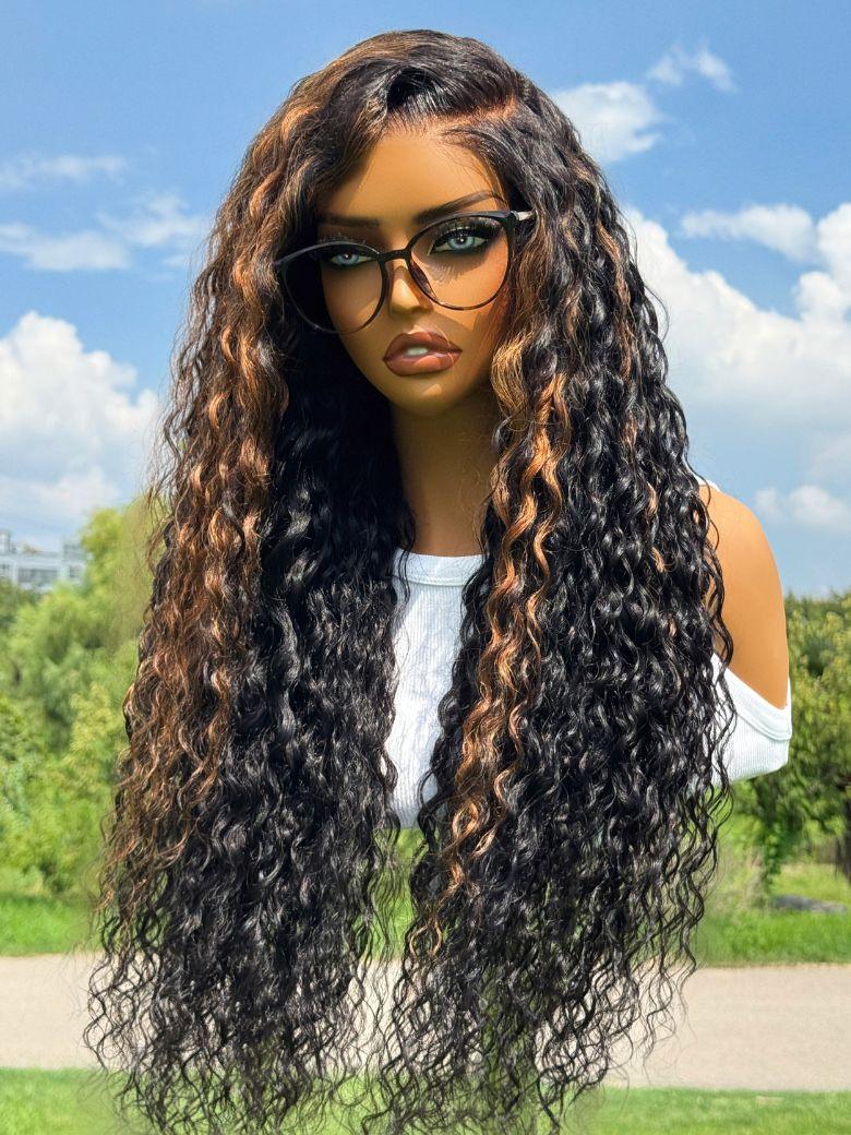 EasiContour? V Part Minimal Glueless Curly Glueless Wig With Invisi Drawstring 100% Human Hair 150% Density
