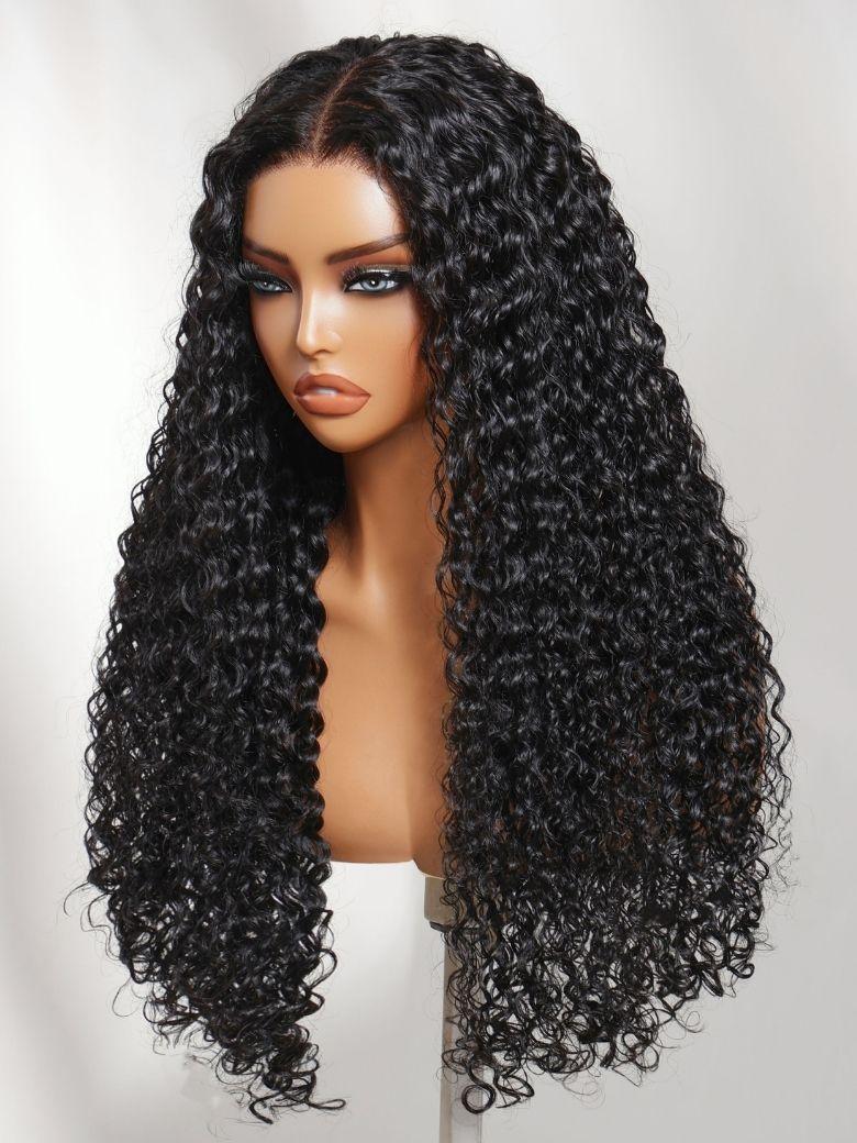 7x5 Bye-Bye Knots? & 13x4 Pre-Everything? Lace Frontal Purple Black Cherry Layered Straight & Loose Wave With Invisi Drawstring Wig
