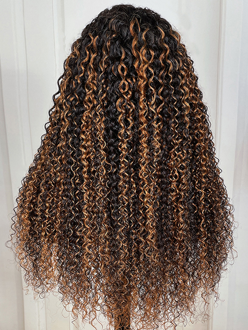 Glueless Jerry Curly New U Part Ombre Wig With Blonde Highlights