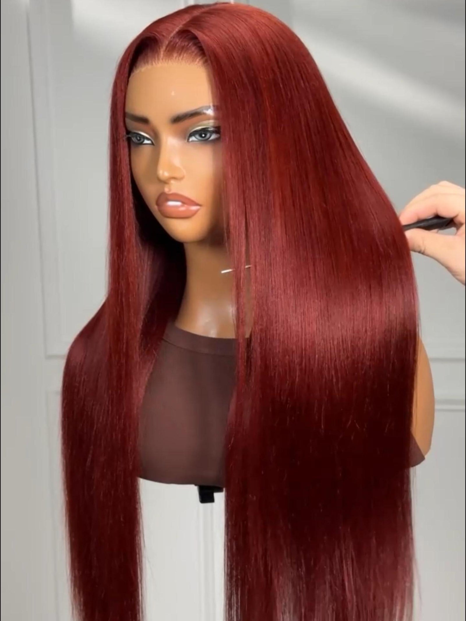 Bye Bye Knots Wig 7x5 Glueless Lace Reddish Brown Yaki Wig With Pre-plucked Hairline