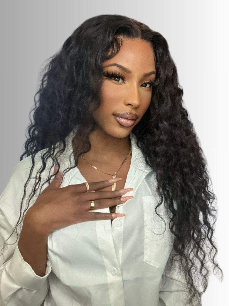 Bye-Bye Knots Wig 7x5 Pre Cut Lace Bouncy Water Wave Flexible Cap Size Drawstring Wig