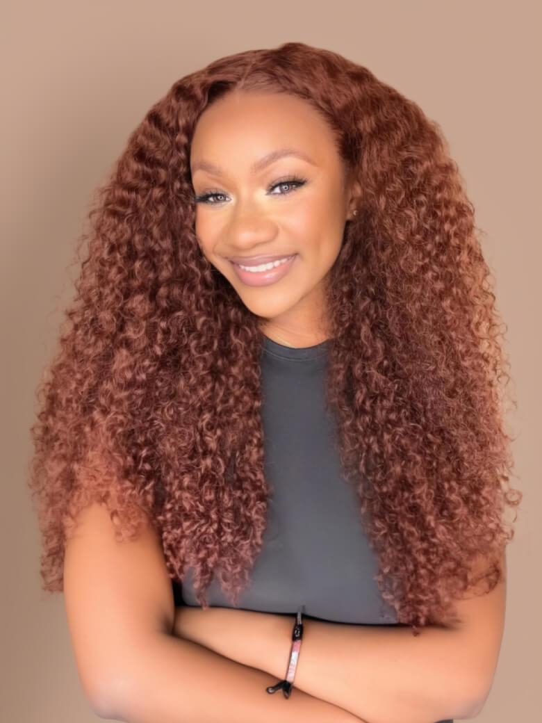Mahogany Red Brown 13x4 Lace Front Kinky Curly Wig