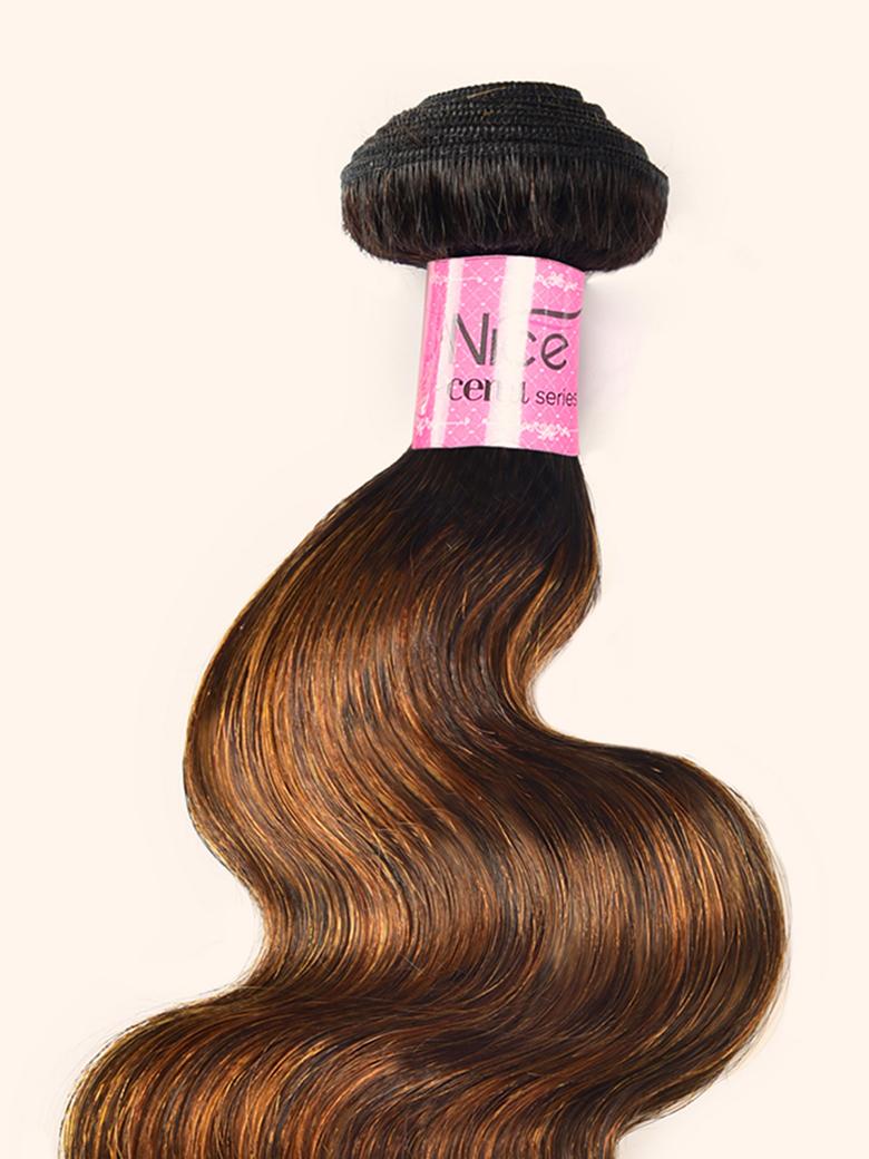 Classic Brown Highlight 4Pcs Human Hair Body Wave Bundles