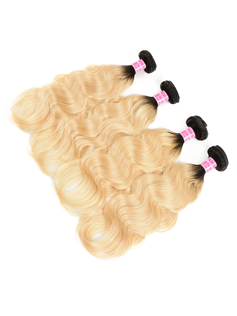 4 Bundles T1b/613 Ombre Blonde Hair 100% Virgin Human Hair Body Wave Hair Weave