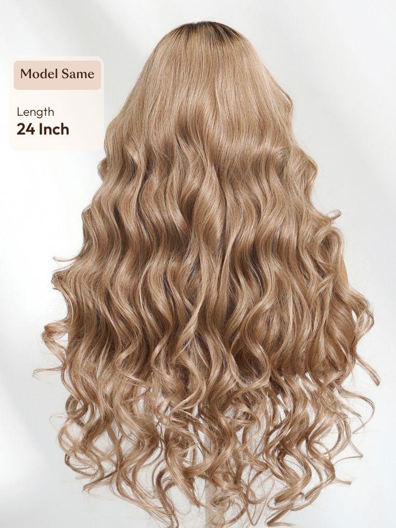 13x4 Pre-Everything? Lace Frontal Auburn Brown Loose Wave Wig with Invisi Drawstring & Face Framing Layers 150% Density