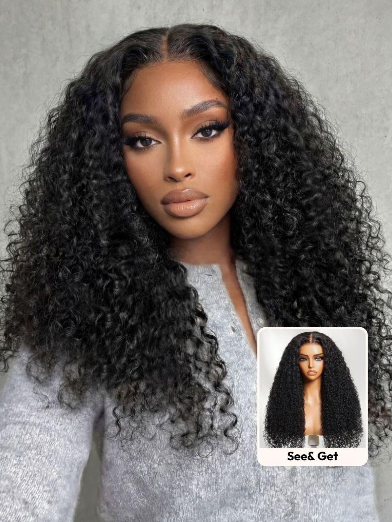 Bye-Bye Knots? 7x5 Lace Black Afro Twist Out Curls 150% Density Wig with Invisi Drawstring