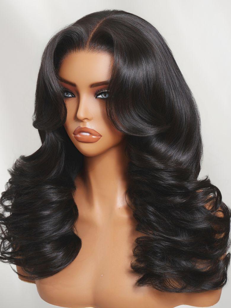 7x5 Bye-Bye Slip? Lace Middle Part Loose Curls Wigs With Flipped Face-framing Feathered Layers
