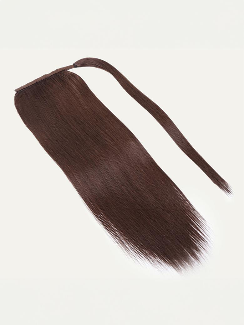 Dark Brown Clip In Ponytail Straight Human Hair Extension
