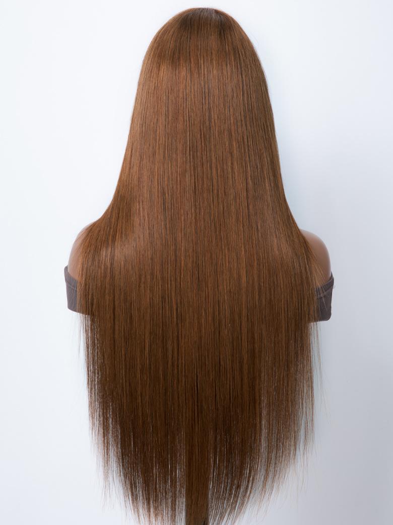 Glueless Dark Brown Hair Color Layer Cut Bang Wig Install in 5 Mins