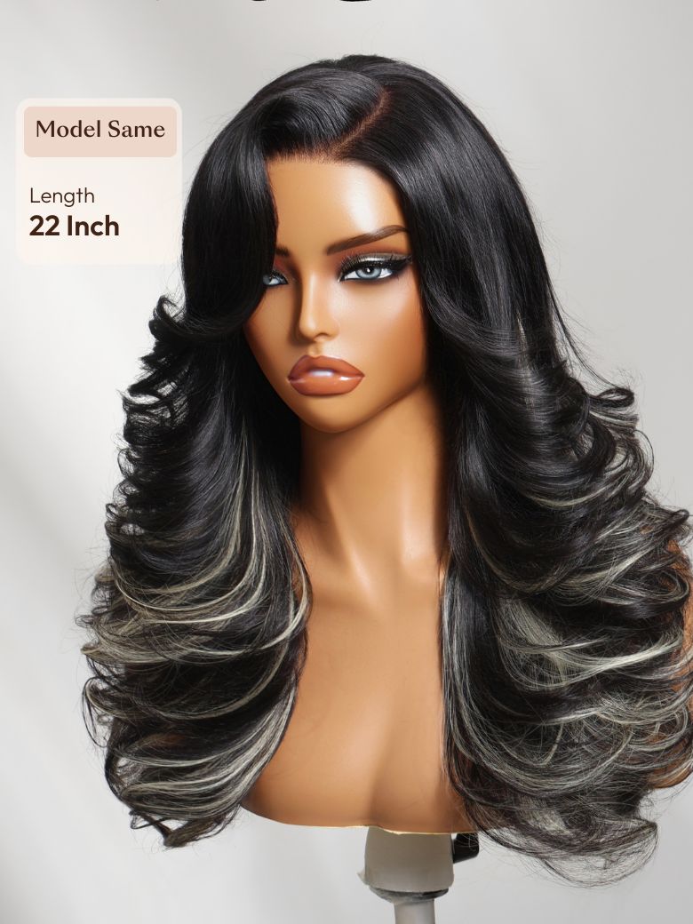 Bye-Bye Slip? Wig Feathered Layer Side Part 200% Density Wig with Secure Silicone Strips and Drawstring