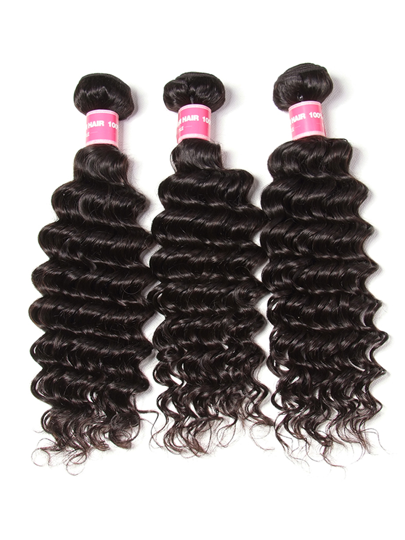 Hair 3 Bundles Deep Wave Hair Weft With 13x4 Lace Frontal