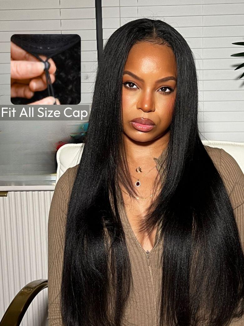 EasiContour V Part Glueless Yaki Glueless Wig 150% Density