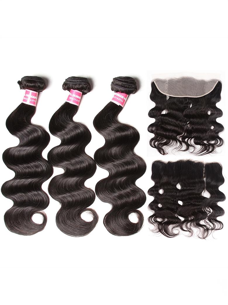 13x4 Lace Frontal With 3 Bundles Body Wave Human Hair