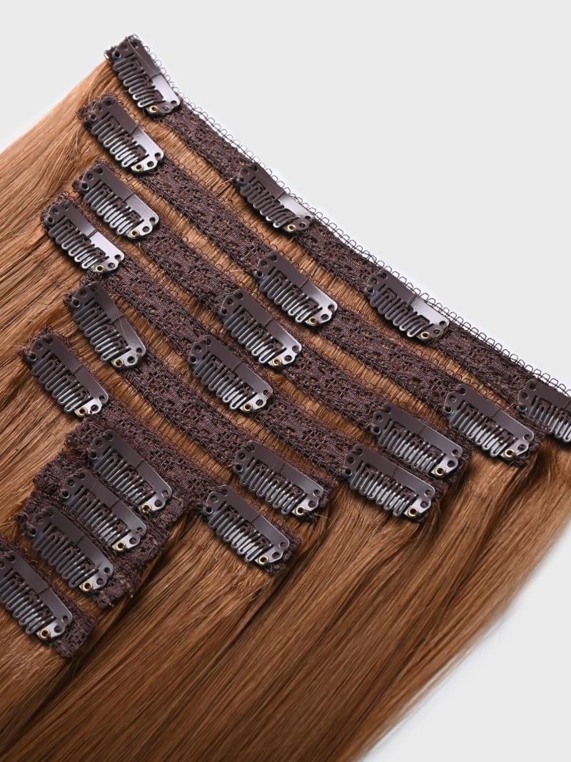 Almond Brown Human Hair Clip In Extension