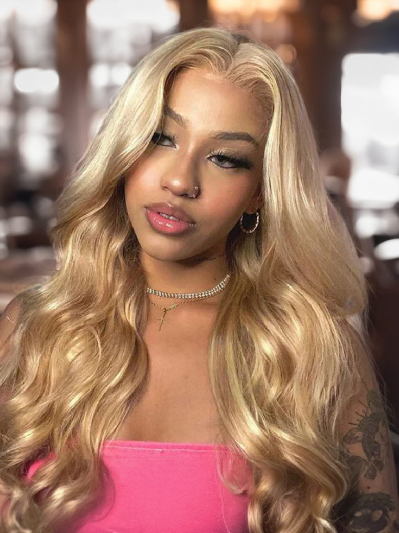 13x4 Lace Front Dark Blonde Hue Straight Wig Heat Friendly Versatile Styles