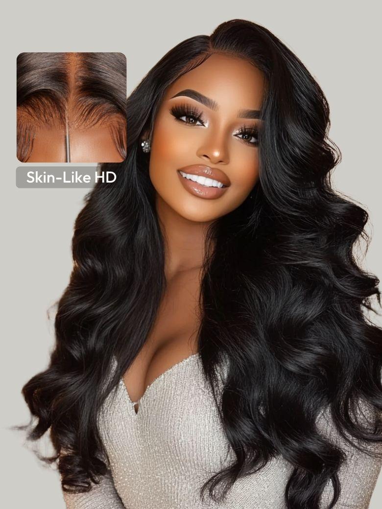 HD Bye-Bye Cap? Wig 13x4 Invisible Lace Frontal Body Wave Black Wig 180% Density