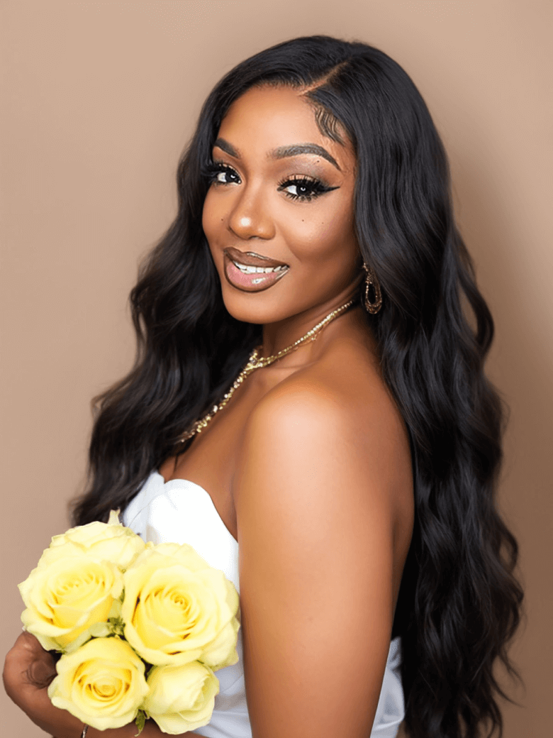 13x4 Transparent Lace Front Body Wave Black Wig Pre Plucked Natural & Versatile
