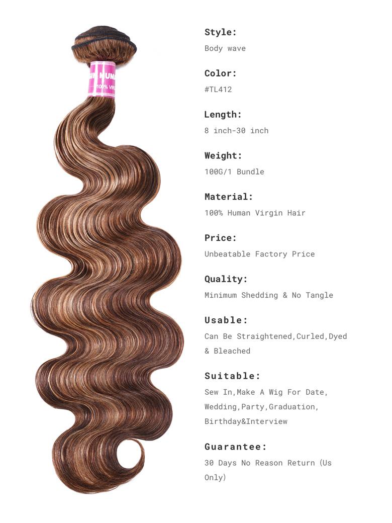 Gorgeous Highlight Honey Blonde Bouncy Body Wave Hair 4 Bundles