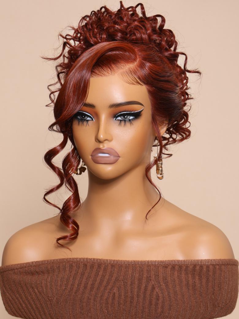 13x4 Transparent Lace Reddish Brown Winter Vibe Body Wave Human Hair Wig