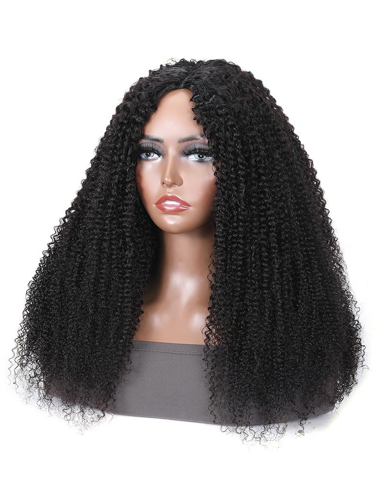 EasiContour V Part Kinky Curly Wig Glueless Protective Style Human Hair Wig 150% Density