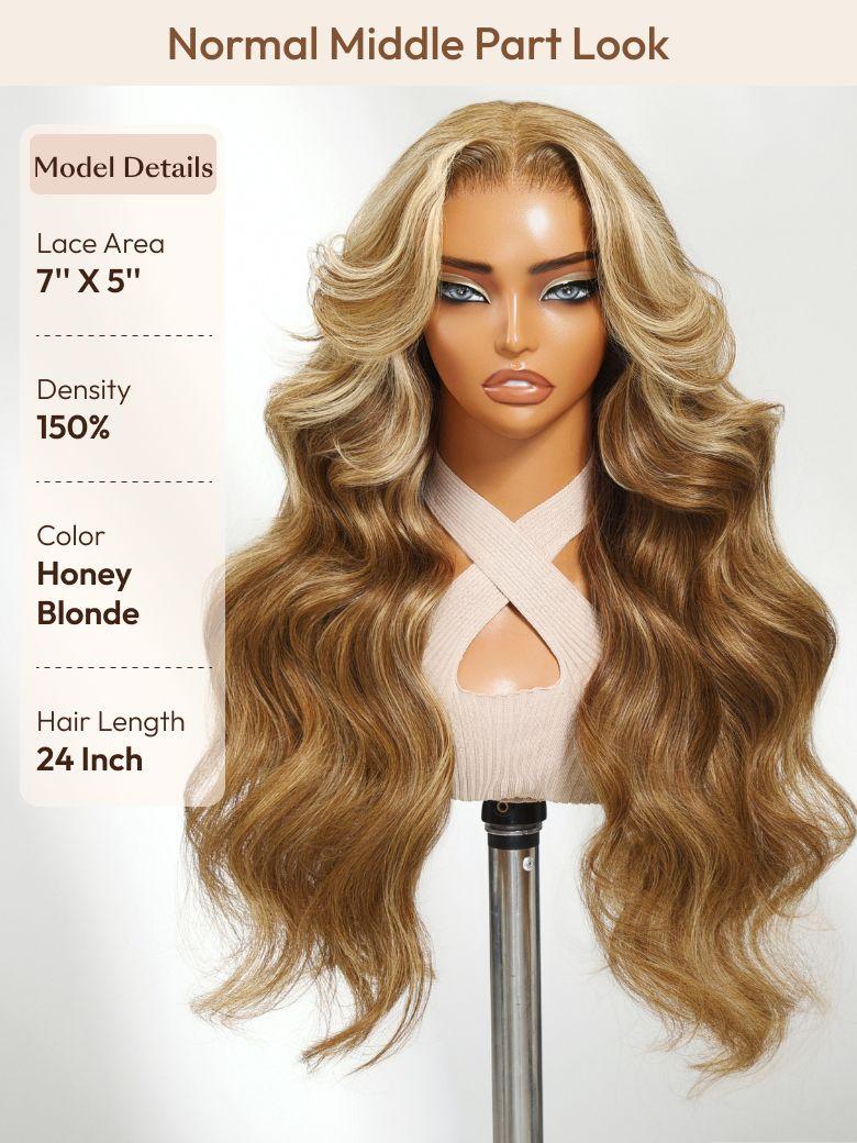 Bye-Bye Knots Wig Pre-Cut 7x5 Glueless Lace & 13x4 Pre Everything Honey Blonde Body Wave Drawstring Wig