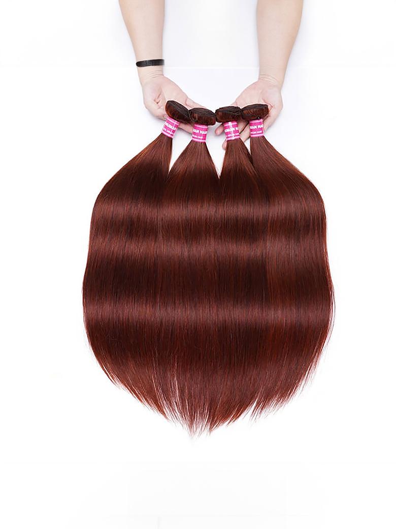 Vibrant Reddish Brown Silky Straight 4Pcs 100% Remy Human Hair Bundles Deal